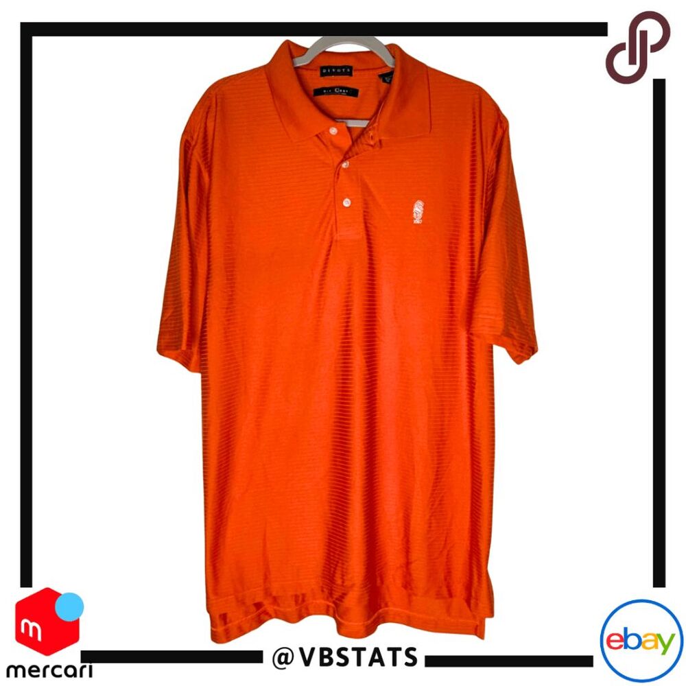 Divots‎ Men's Div Dry Moisture Wicking Short Sleeve Golf Polo Shirt Orange Sz XL